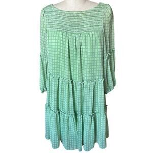 Maison Tara Long Sleeve Knee Length Casual Dress in Bright Green Size 16